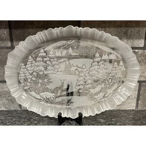 Mikasa Crystal Winter Dreams Christmas Holiday Serving Platter 17 1/2”